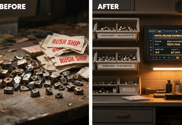 Before and after tooling waste comparison